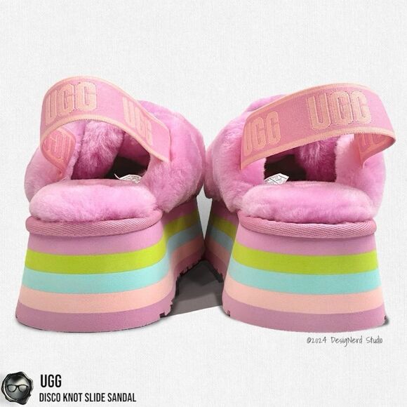 UGG DISCO KNOT PLATFORM SLIDE SANDAL IN WILDFLOWER FUCHSIA SIZE 7 WOMEN’S SHOE - Picture 7 of 15